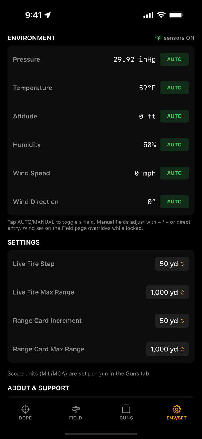 Environment & settings