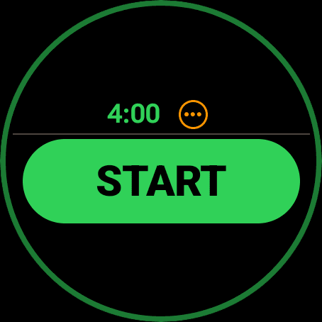Wrist Dope Wear OS hunter stage armed at 4:00 with a large green START button