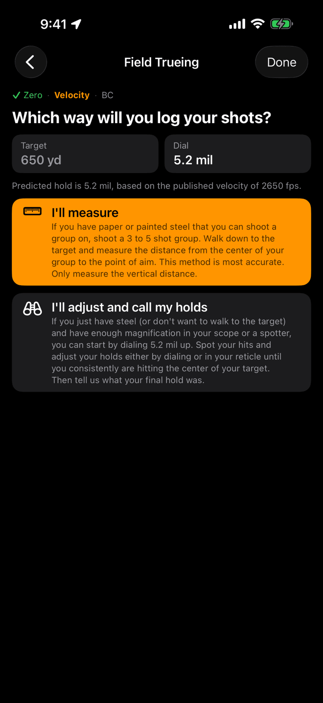Which way will you log your shots screen with two cards, I'll measure and I'll adjust and call my holds